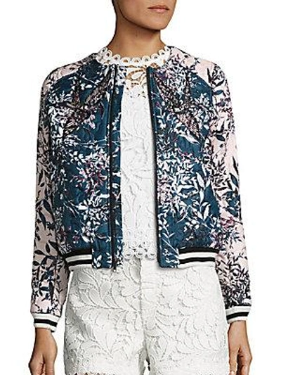 Parker Maverick Embroidered Floral Jacket In Blue Multi