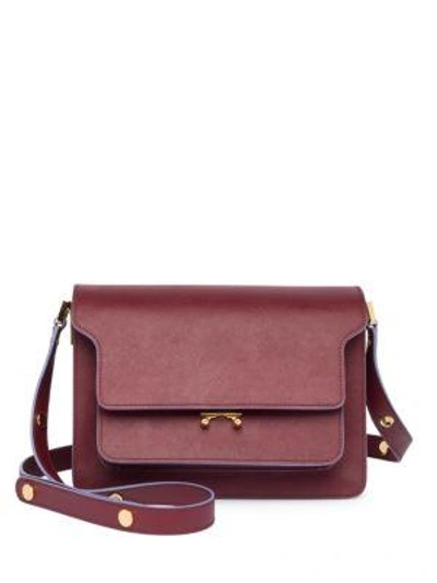 Marni Bicolor Triple-gusset Shoulder Bag In Ruby