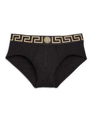 Versace Iconic Lowrise Briefs In Black-gold | ModeSens
