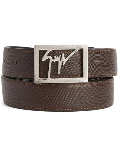 Giuseppe Zanotti Linum Logo-buckle Leather Belt In Schwarz