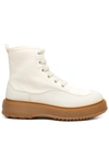 Hogan Amphibian In White Canvas Fabric In Beige