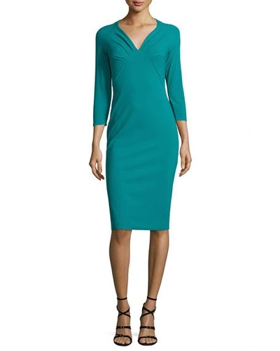 La Petite Robe Di Chiara Boni 3/4-sleeve Ruched Cocktail Dress, Verde Veronese