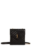 Saint Laurent Quilted Leather Double Flap Crossbody Bag In Nero