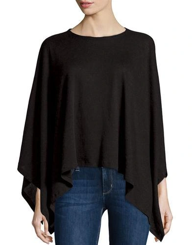 Majestic Double-face Cotton/cashmere Knit Poncho In Black