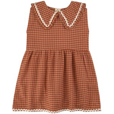 Liilu Kids' Camila Checkered Dress Brown