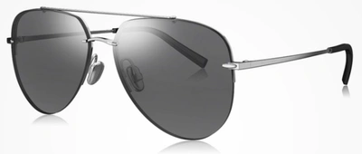 Bolon Polarized Grey Aviator Unisex Sunglasses Bl7027 C90 60 In Grey,silver Tone