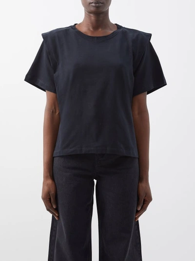Isabel Marant Zelitos Shoulder-fold Cotton-jersey T-shirt In Black