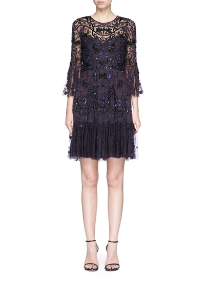 Needle & Thread 'dragonfly' Embellished Floral Embroidery Mesh Dress