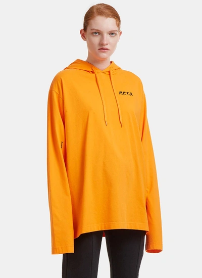 Vetements Oversized P.e.t.s. Printed Hooded Sweater In Orange