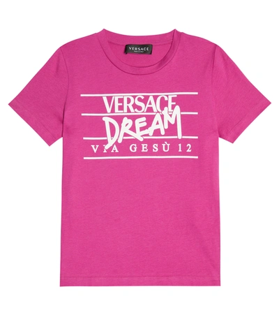 Versace Kids' Logo-print Short-sleeved T-shirt In Pink