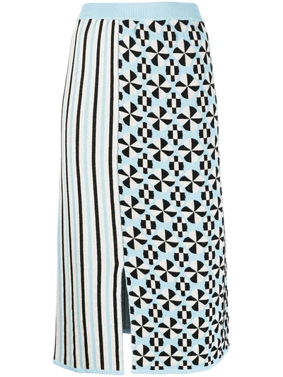 Antonio Marras Mix-print Pencil Skirt In Blue
