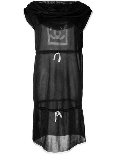 Pre-owned Chanel 2003 Cc Sports Line Sheer Dress In Black