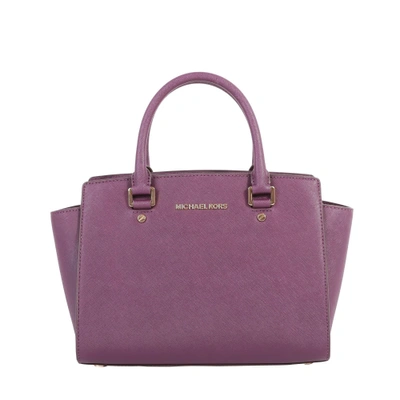 Michael Michael Kors Selma Saffiano Leaher Bag In Purple