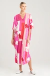 Natori Kabuki Mixed Print Crêpe De Chine Nightgown In Pink