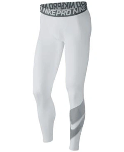 Nike Men's Pro Compression Leggings In White/black