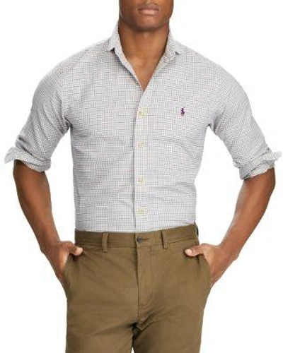 Polo Ralph Lauren Standard Fit Plaid Button-down Shirt In Beige / Teal