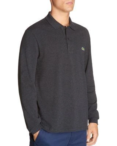 Lacoste Long Sleeve Polo Shirt In Cachou Blue