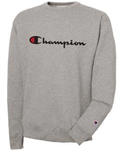 Champion Men's Powerblend Script Logo Sweatshirt In Oxford Gray