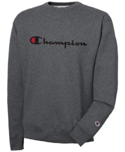 Champion Men's Powerblend Script Logo Sweatshirt In Granite Heather