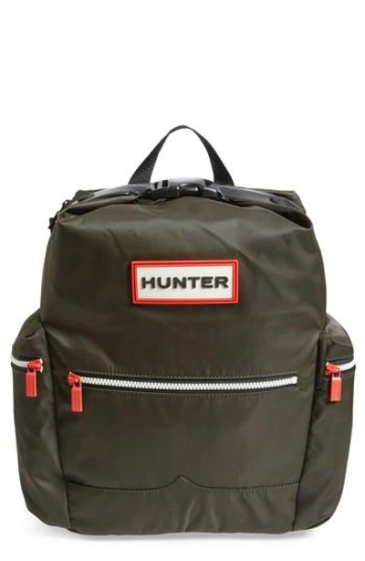 Hunter Original Top Clip Nylon Backpack - Green In Dark Olive