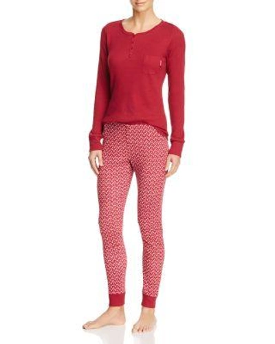 Calvin Klein Domino Chips Long Sleeve Pj Set In Red