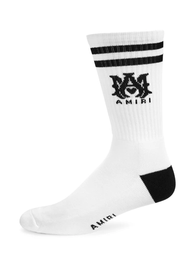 Amiri Ribbed Logo Athletic Socks In White