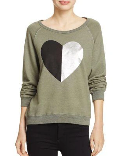 Sundry Split-heart Sweatshirt In Heather Army