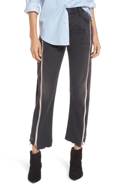 Current Elliott The Dallon Mid-rise Straight-leg Jeans With Zipper Details In Highline