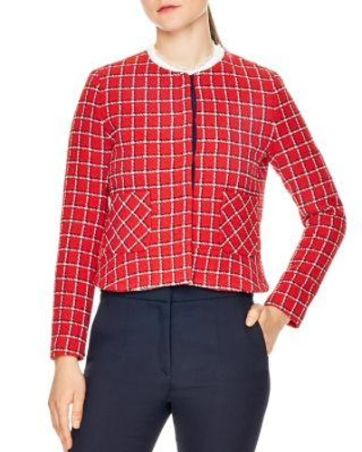 Sandro Stessy Printed Crop Jacket In Red