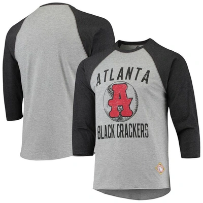 Stitches Heathered Gray/black Atlanta Black Crackers Negro League Wordmark Raglan 3/4-sleeve T-shirt In Heathered Gray,black