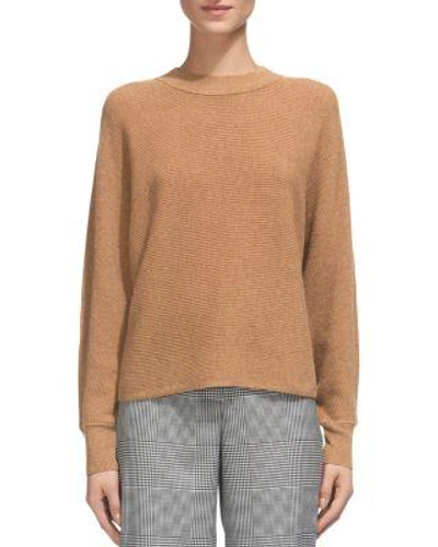 Whistles Dolman Wool & Cashmere Horizontal-ribbed Sweater In Camel