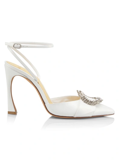 Alexandre Birman Madelina Lace Embellished Bridal Pumps In Pearl