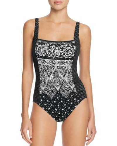 Gottex Star Fame Square Neck One Piece Swimsuit In Black