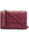 Tory Burch Small Fleming Leather Convertible Shoulder Bag - Burgundy