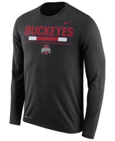 Nike Men's Ohio State Buckeyes Legend Sideline Long Sleeve T-shirt In Black