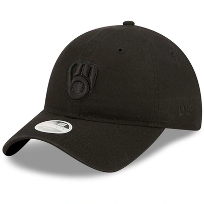 New Era Milwaukee Brewers Black On Black Core Classic Ii 9twenty Adjustable Hat