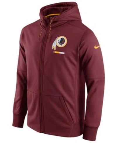 Nike Men's Washington Redskins Therma Full-zip Hoodie In Maroon