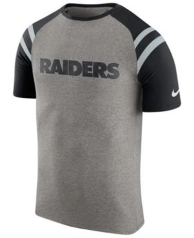 Nike Men's Oakland Raiders Enzyme Shoulder Stripe T-shirt In Heather Gray