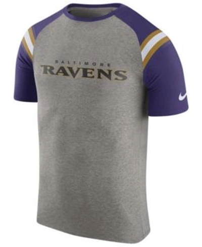Nike Men's Baltimore Ravens Enzyme Shoulder Stripe T-shirt In Heather Gray