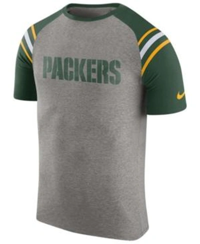 Nike Men's Green Bay Packers Enzyme Shoulder Stripe T-shirt In Heather Gray