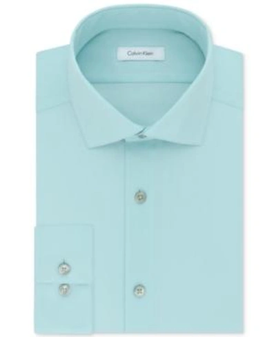 Calvin Klein Steel Men's Big & Tall Classic-fit Non-iron Herringbone Dress Shirt In Mint Julip