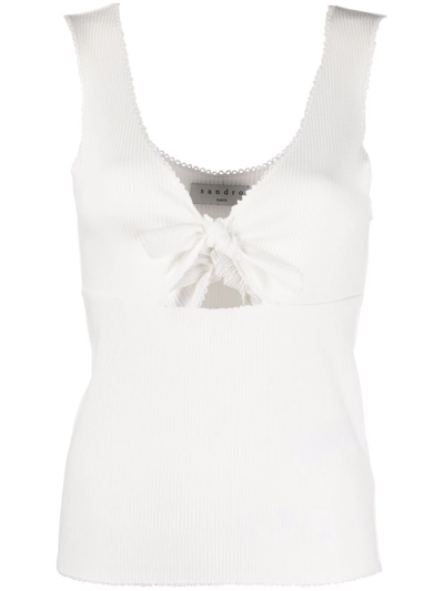 Sandro Tayron Chest-tie Stretch-woven Tank Top In Ecru