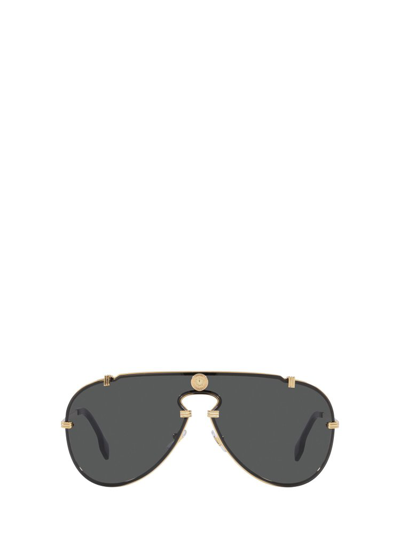 Versace Curved Pilot-frame Sunglasses In Gold