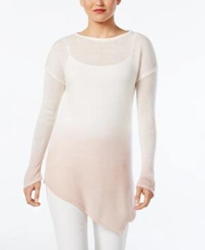Vince Camuto Dip-dyed Asymmertical-hem Sweater In Rose Buff