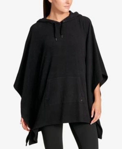 Dkny Sport Hooded Cape Poncho In Black