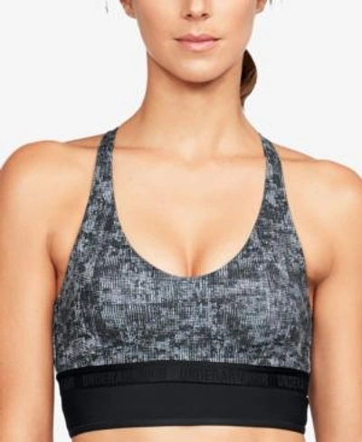 Under Armour Mesh Long-line Low-impact Sports Bra In Black
