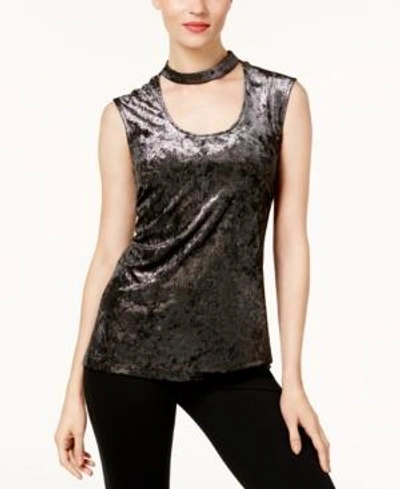 Vince Camuto Velvet Choker Top In Black Metal