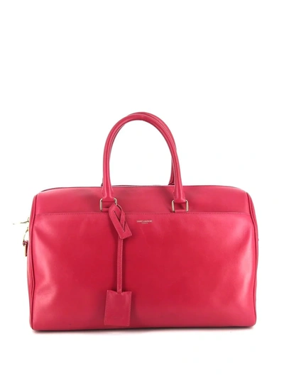 Pre-owned Saint Laurent Logo-stamp Leather Duffle Bag In Pink