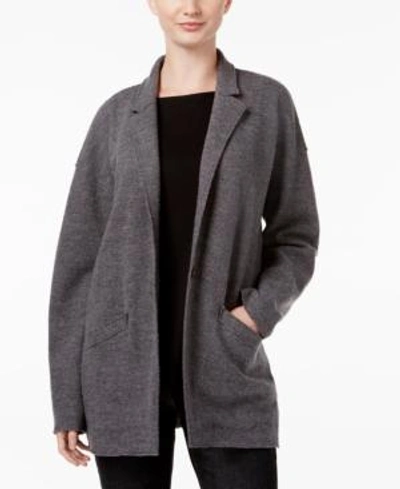 Eileen Fisher Open-front Wool Jacket In Ash