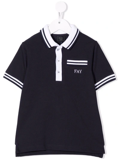 Fay Babies' Teen Logo-print Short-sleeved Polo Shirt In Blu